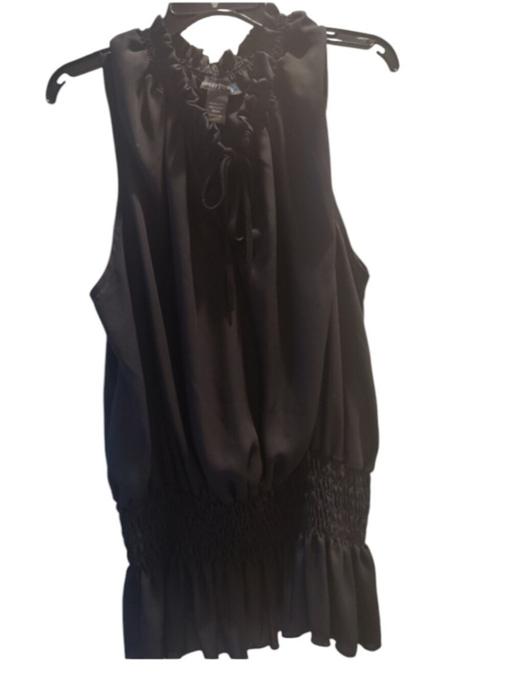 Ashley Stewart Black Sleeveless Smocked Waist Blouse Sz 22/24